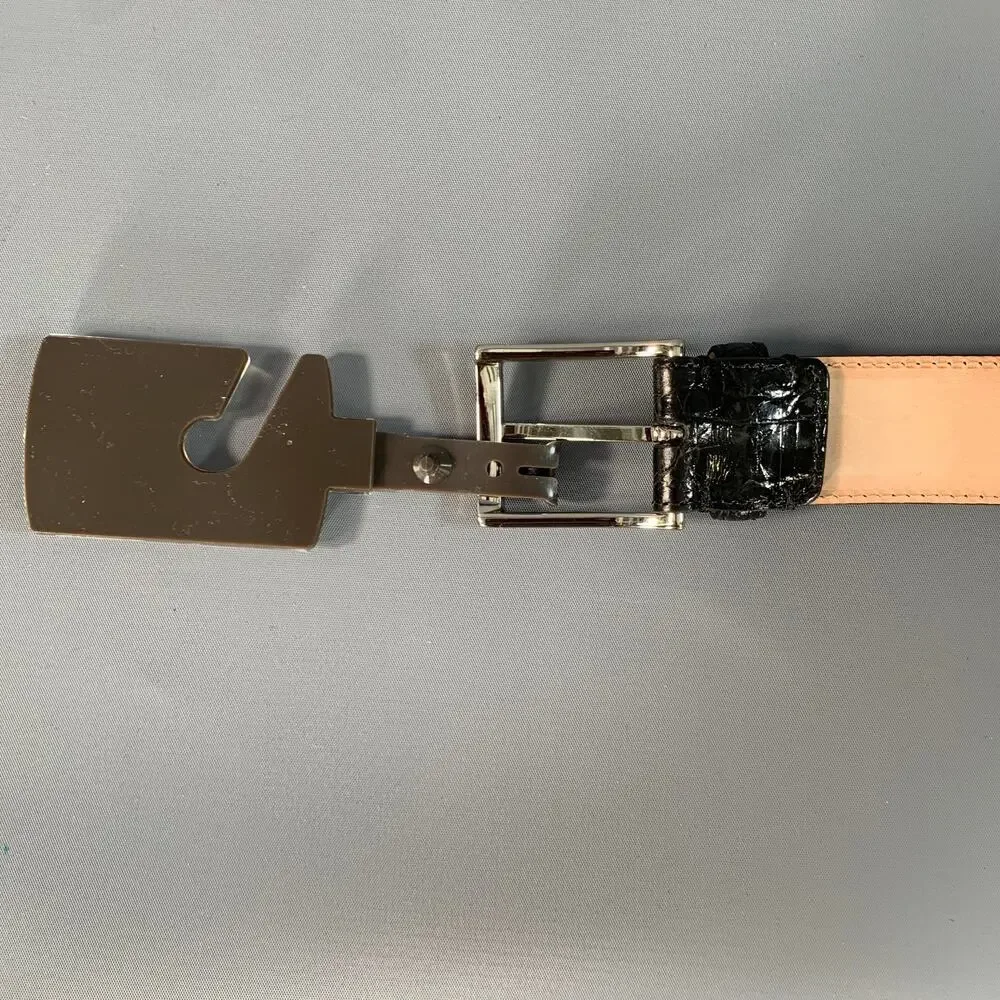 TRAFALGAR Size 40 Balck Crocodile Leather Belt